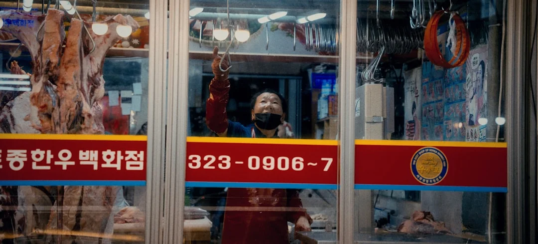 Automatyzacja marketingu call center w praktyce - butcher shop with hanging meat and a inside.