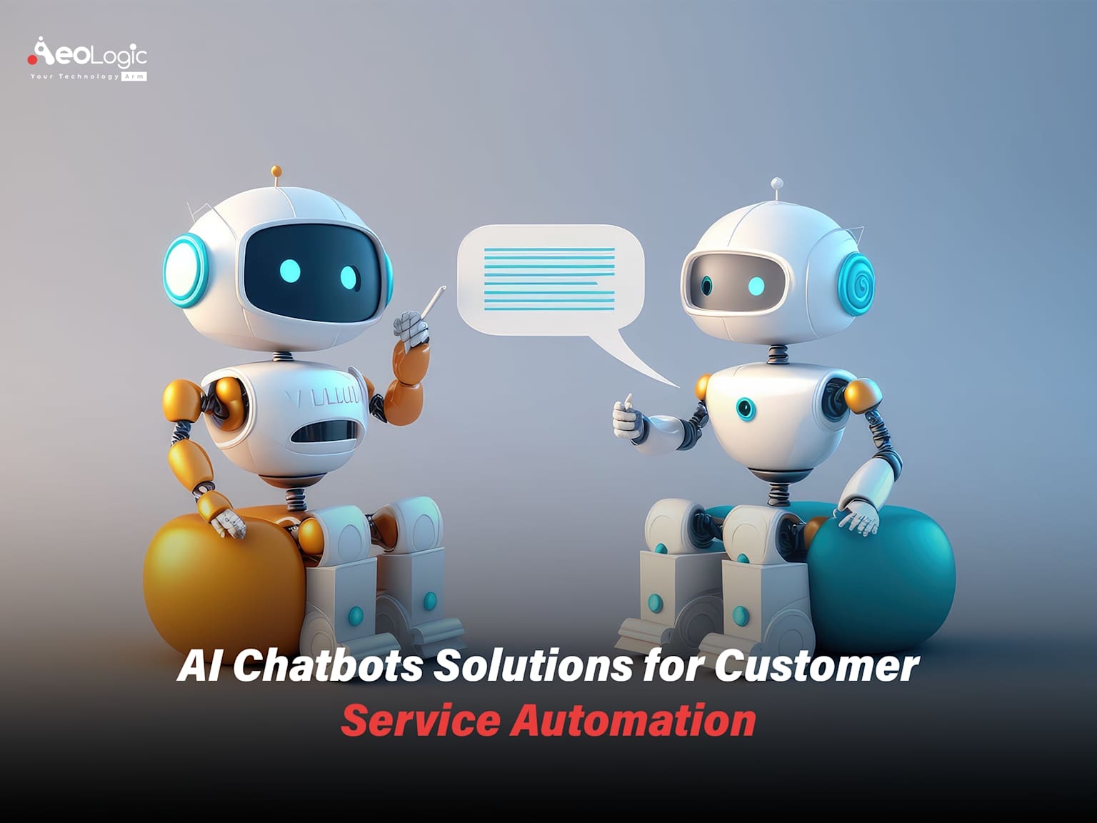 Dwa futurystyczne roboty reprezentujące rozwiązania chatbotów AI do automatyzacji interakcji z klientami w obsłudze klienta