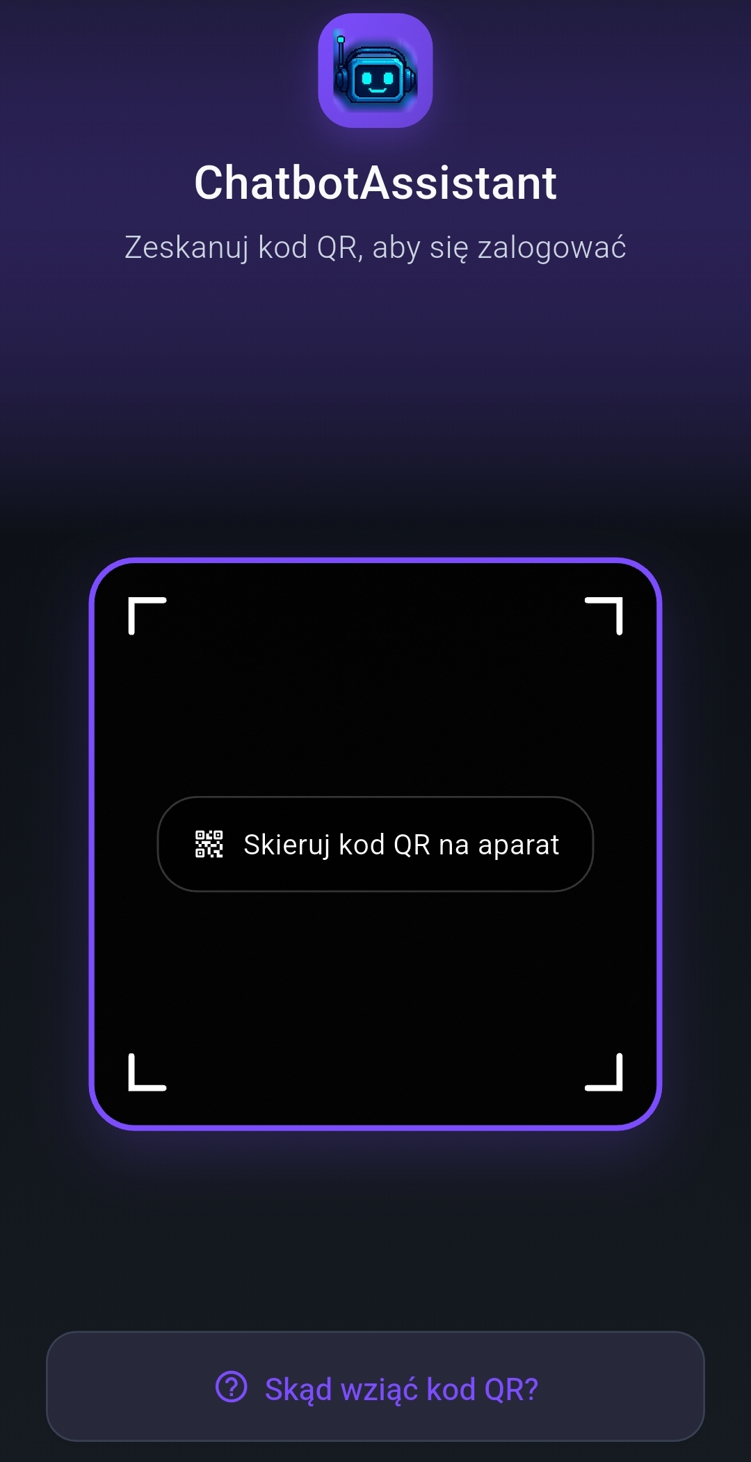 Ekran logowania w aplikacji mobilnej