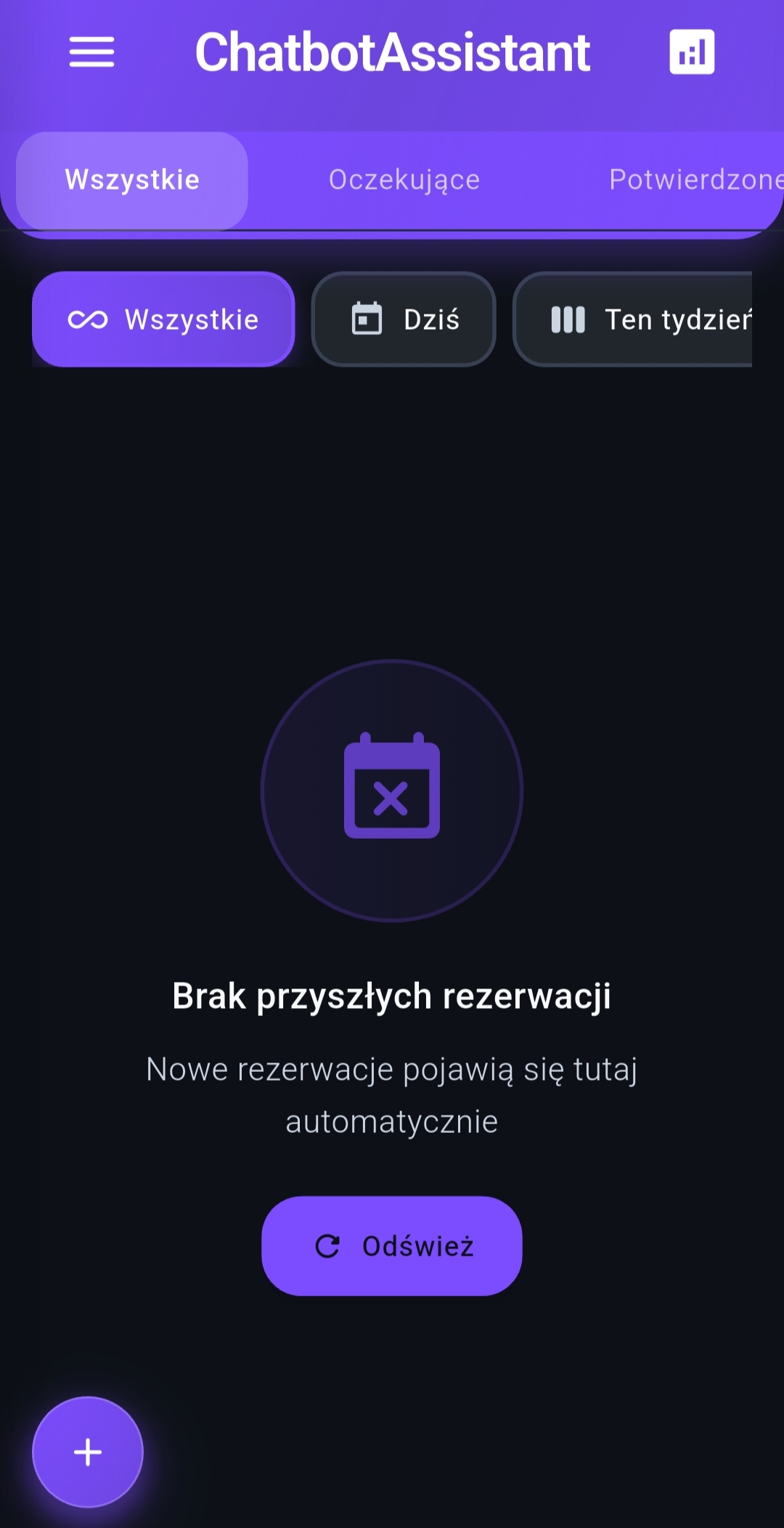 Panel główny aplikacji mobilnej